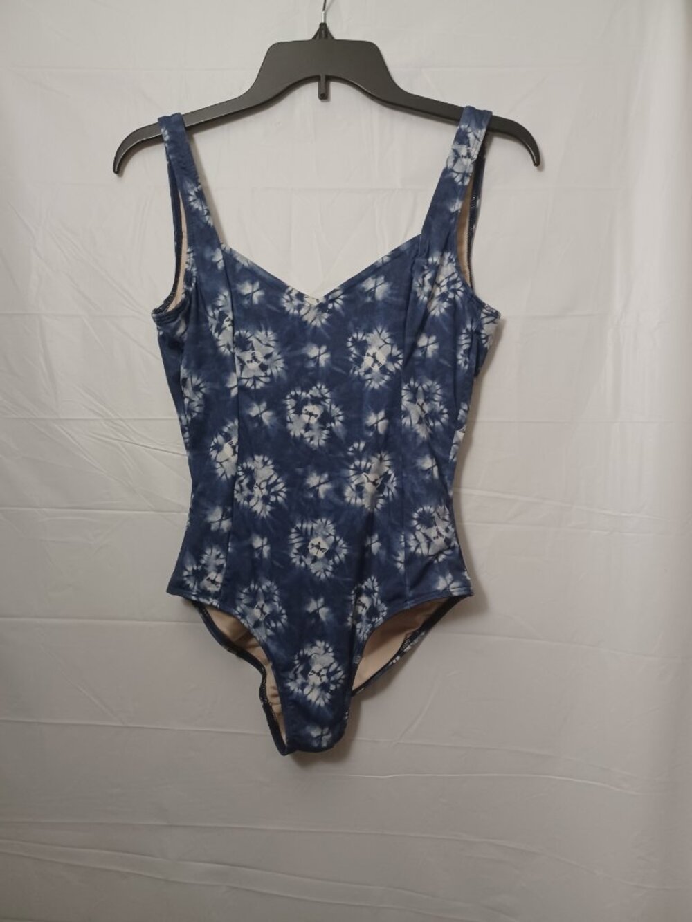 FAHERTY TIE DYE FLORAL PATTERN ONE PIECE SWIMSUIT BLUE SIZE SMALL